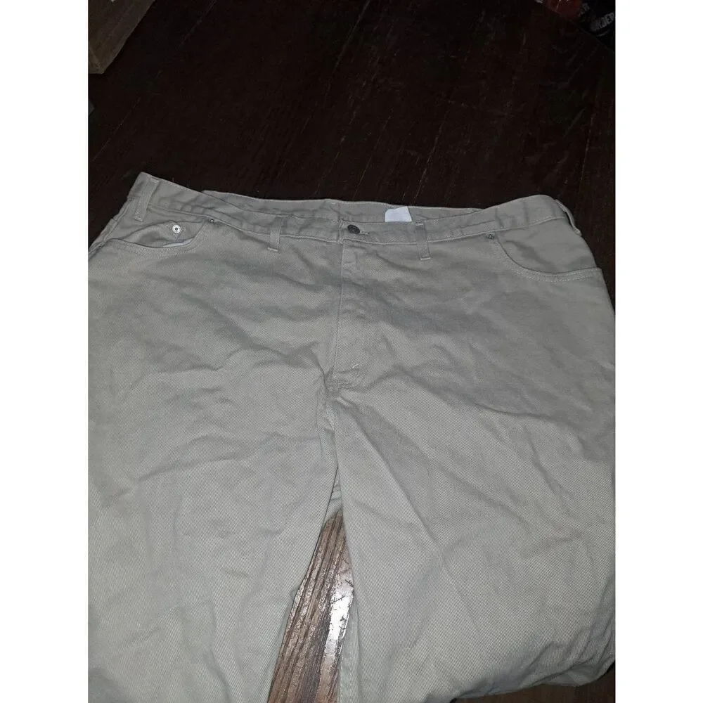 46x30 Faded Glory Cotton Tan Khaki Denim Jeans with Pockets and Belt Loops